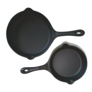 Pre Seasoned Cast Iron Skillet Fry Pan Set 2 Pcs 6.5" & 8" New